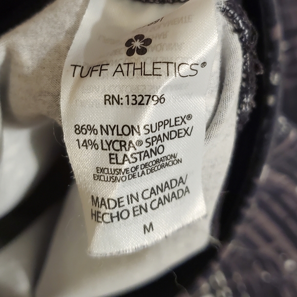 Tuff Athletics Black White Cropped Workout Pants M - Picture 3 of 9